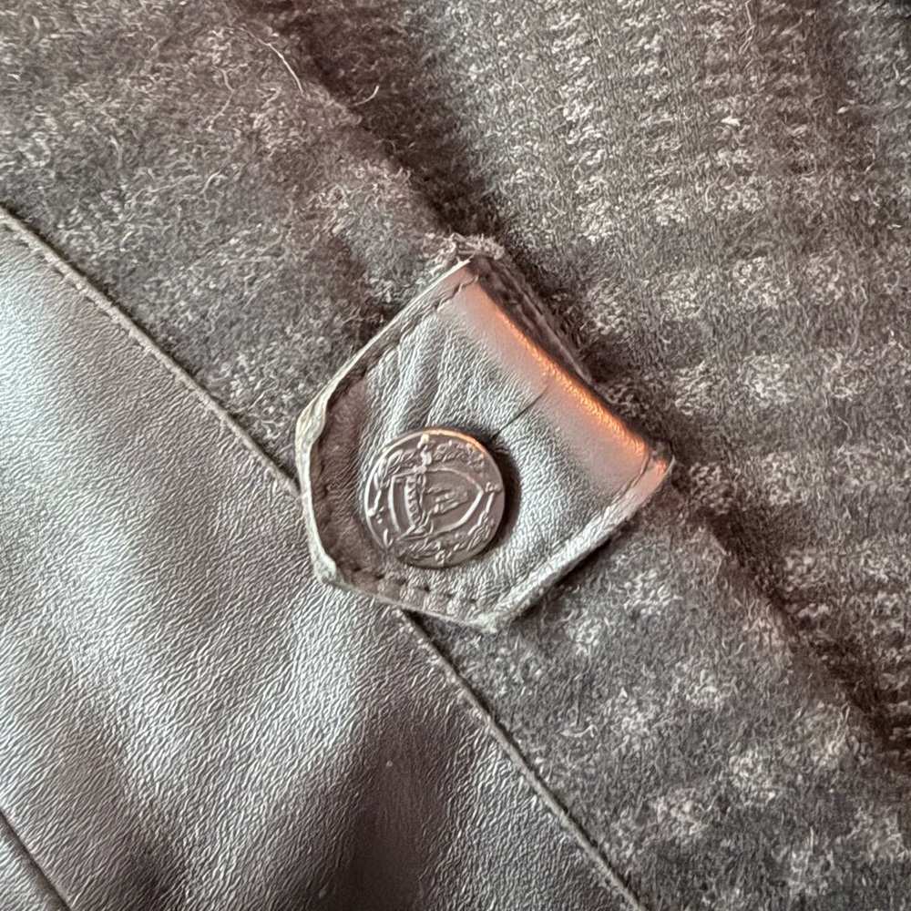 Rudsak Mens Black/charcoal Wool/Leather coat - Picture 14 of 15